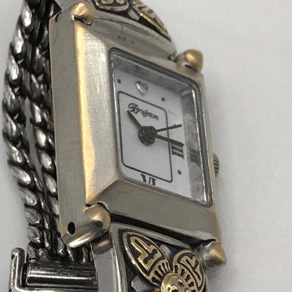 Brighton Watch Monroe Silver & Gold Plate Toggle Clasp Vintage Look New Battery - Picture 12 of 17